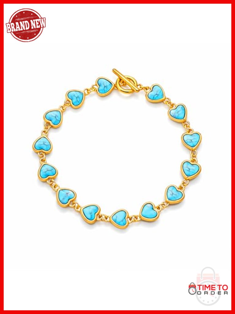 Genuine Turquoise Heart Gold Plated Bracelet Dainty Friendship Jewelry
